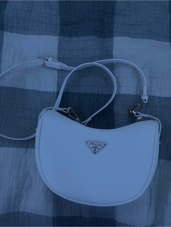 Prada Handbags - Prada White Crescent Shoulder Bag with Detachable Strap
